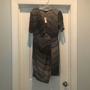 Black & Cream Twist Banana Rep Dress, Size S (NWT)